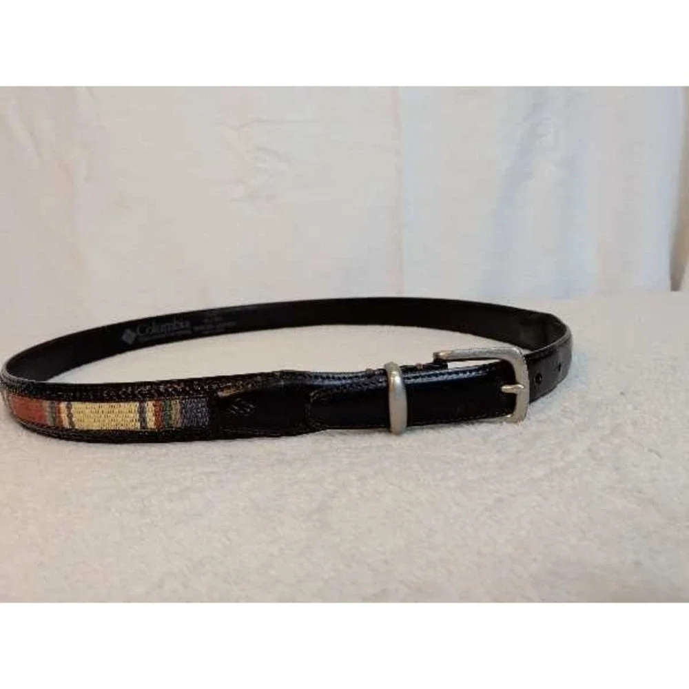 Columbia Sportswear Genuine Leather Woven Stripe Belt 40 Men's Casual Accessory